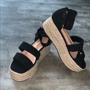 Black platform wedges